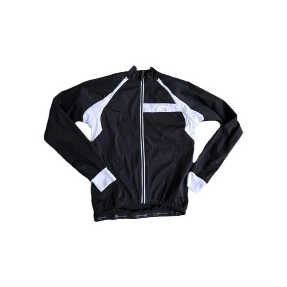 Bellweather Cycling Jersey Mens M Black White Tech Zip Sleeves - Picture 1 of 12